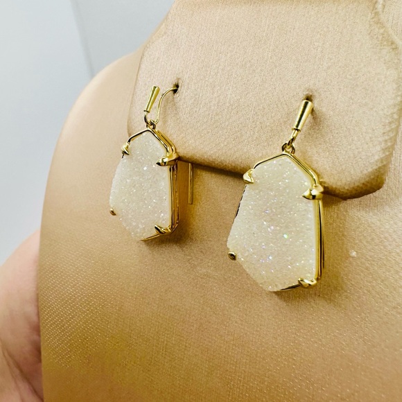 NEW! Kendra Scott Iridescent Drusy Alexandria Gold Drop Earrings - Picture 10 of 15